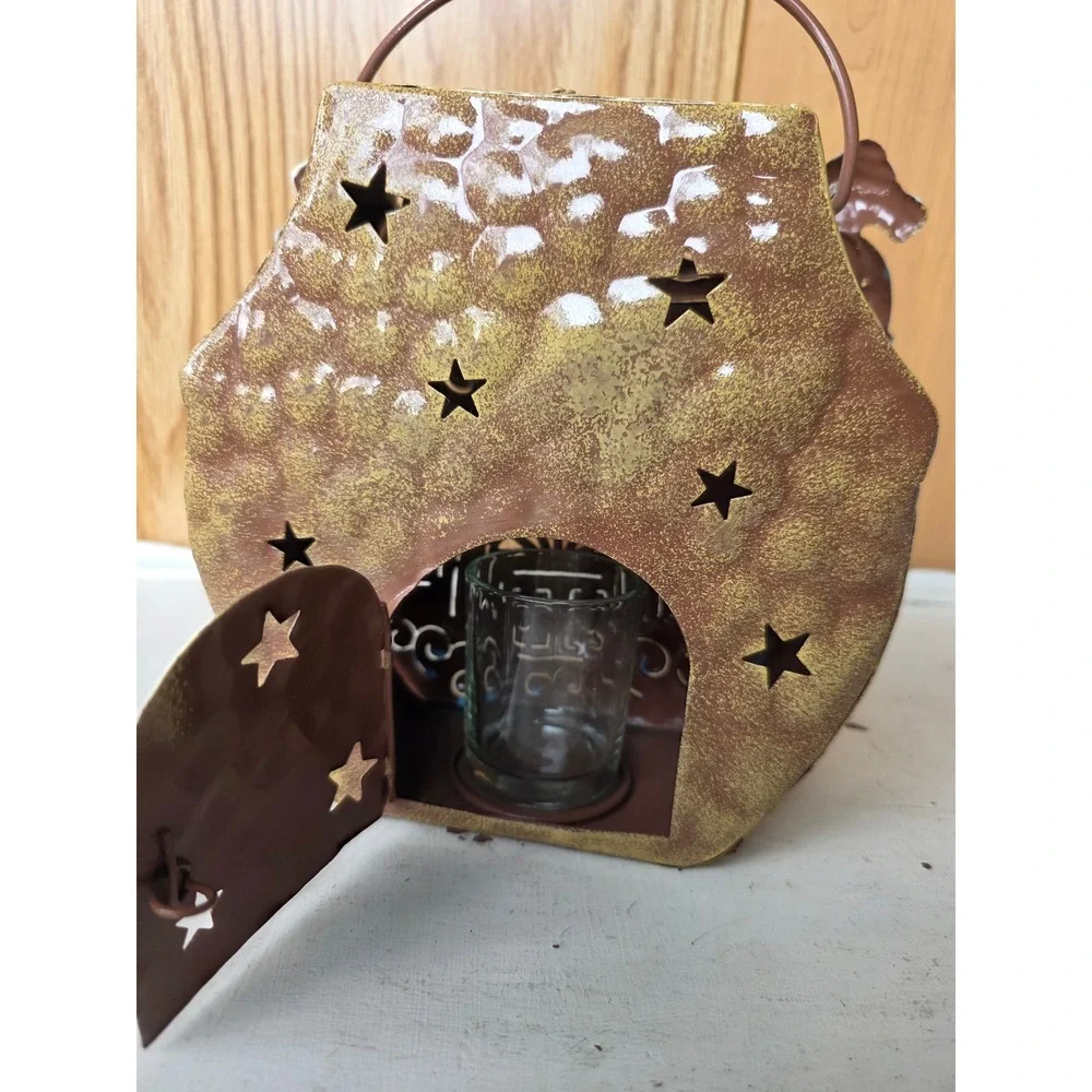 Home Interiors Christmas Noahs Ark Tin Tealight Votive Candle Holder Lantern